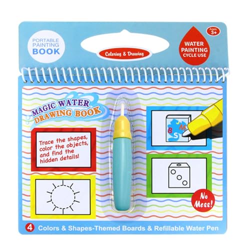 Magical Water Drawing Book with Refillable Water Pen Toddler Art Drawing Book for Preschooler Doodling Travel Painting Preschool