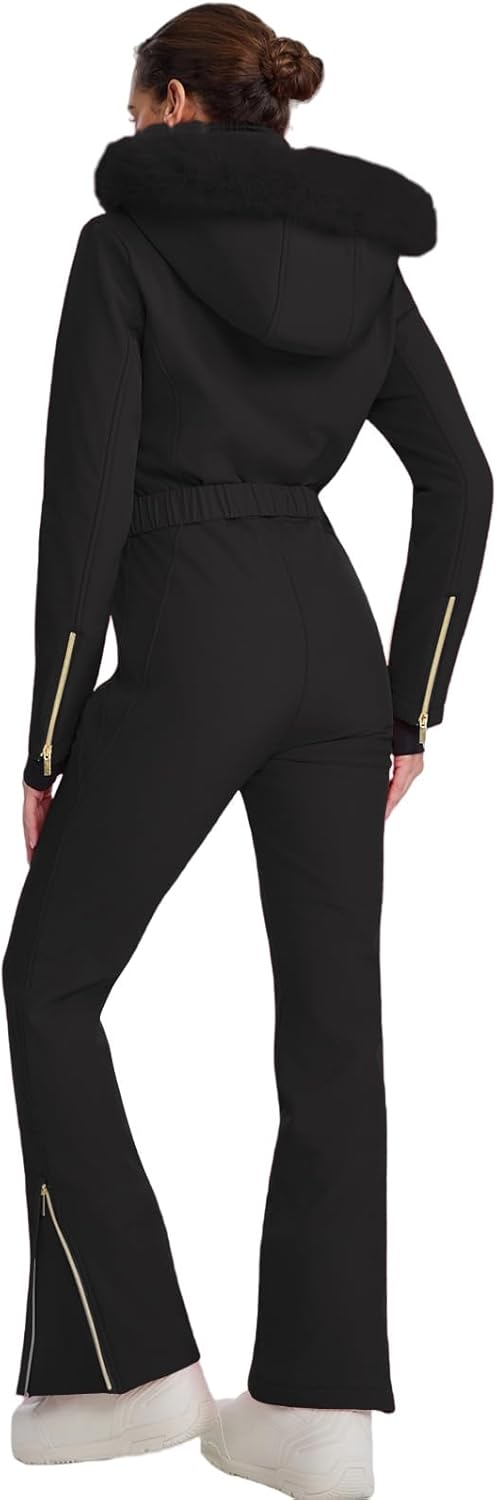 HOTIAN Women's One Piece Snowsuit, Waterproof Insulated Ski Jumpsuit with Faux Fur Collar for Skiing & Snowboarding - Image 3