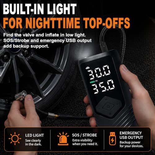 Tire Inflator Portable Air Compressor for Car Tires, Cordless Air Pump — view 6