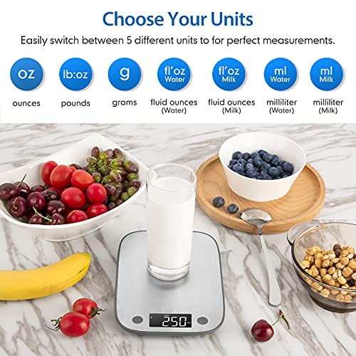 SIMPLETASTE Digital Food Kitchen Scale, Measures in Grams and Ounces for Baking, Cooking, Weight Loss for healthy Diet, 304 Stainless Steel - Thumbnail 3