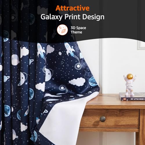 Image of Amazon Basics - Kids Room Darkening Digital Printed Door Curtains, 80-85% Room Darkening | 7 Feet |Set of 2| Digital Print | Kids Curtain |for Living Room and Bedroom | 115cmx 210cm, Design-Galaxy