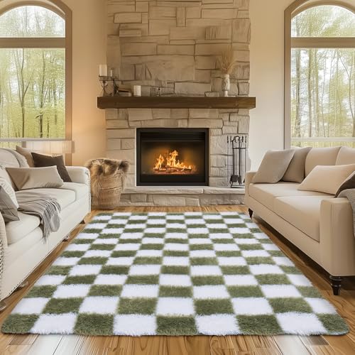Ecoshag Soft Rugs for Living Room, 8x10 Ft Green and