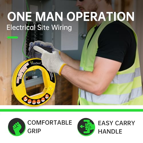 image for Yelodeer Fish Tape Wire Puller 100 FT x 4.5 mm with Gloves, PET Wire F