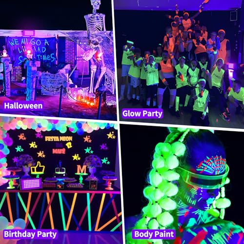 Image of 50W LED Black Lights with Switch+Plug, IP66 Waterproof, 8 Pack | Blacklight Flood Light for Halloween, Neon Glow Party Supply, Bedroom, Fluorescent Poster, Body Paint, Outdoor
