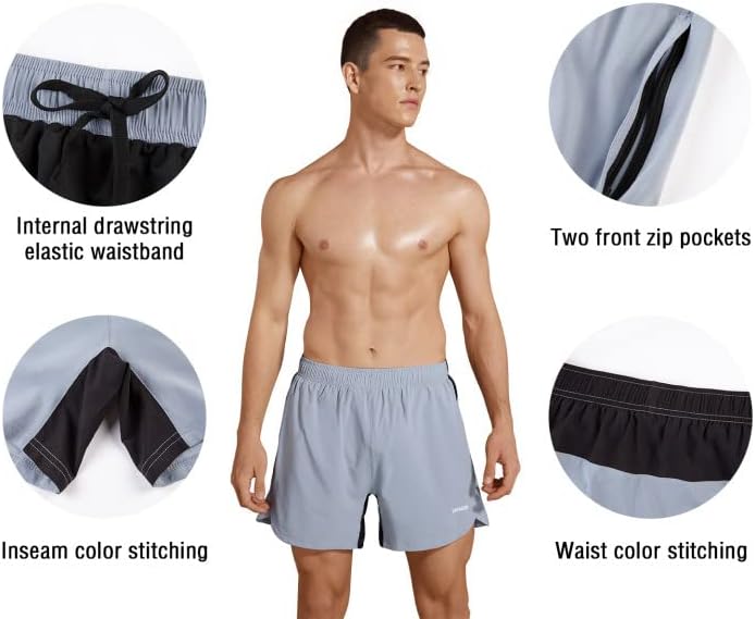 VAYAGER Men's 5 Inch Running Shorts Quick Drying Workout Athletic Performance Shorts with Liner and Zipper Pocket
