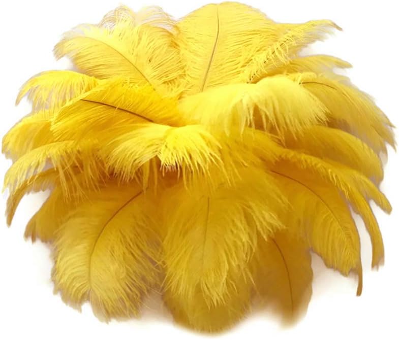 Moonlight Feather | 1/2 Lb. - 9-13 Yellow Dyed Ostrich Body Drab Wholesale Feathers (Bulk) Gatsby Centerpiece Carnival Supply