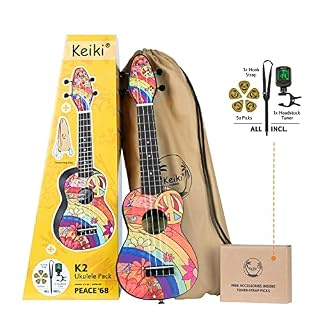 Ortega Guitars Ukulélé Soprano coloré – Keiki K2 – Kit de démarrage incluant Accordeur, Courroie, 5 Médiators Medium et… - Les Beatles, Paul McCartney, John Lennon, RIngo Starr, George Harrison