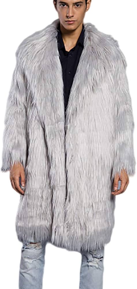 Amazon.co.jp: フェイクファーロングジャケットメンズ、ウィンター
