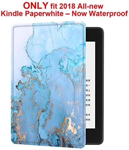 Young me martShell Case for 2018 All-New Kindle Paperwhite with Hand Strap - The Thinnest and Lightest Leather Cover Auto Sleep/Wake for Kindle Paperwhite 10th Generation (Marble)