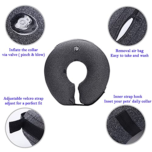 Katoggy Inflatable Dog Cone Collar For Dogs After Surgery, Soft Adjustable Blow Up Donut Dog E-Collar For Small Medium Large Dog And Cats #TOP2