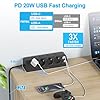 Prise de Table avec Interrupteur Individuel, FDTEK PD 20W Multiprise 4 Prises, 2 Ports USB C+2 Ports USB A, Prise d'angle Protection Contre les Surtensions avec Câble de 2M pour la Maison et le Bureau