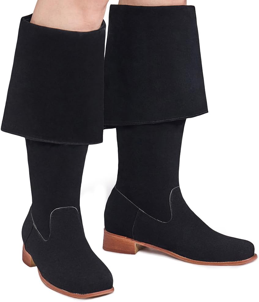 DUNHAO COS Men's Medieval Viking Pirate Boots Captain Cosplay Boots Renaissance Costume Shoes