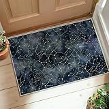 Constellation - Alfombra astronómica moderna con estrellas y cielo nocturno, color azul marino, antideslizante, parte trasera rectangular, decoración de entrada, baño, lavandería, 2 x 3 pies