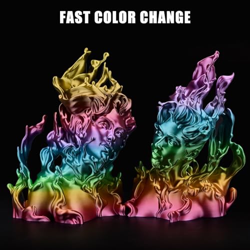 Image of OVV3D Rainbow PLA Filament 1.75mm, PLA Silk PLA 3D Printer Filament Multicolor Silk Color Change Rainbow PLA Filament with Purple Pink Yellow Green Blue, 3D Printing Filament 3D Filament, 1kg