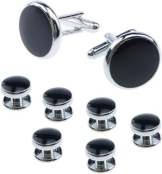 Mens Cufflinks and Studs Set For Tuxedo Shirts Business Wedding Party Cuff Links Classic Accessories Tie Clasp Collar Clips Gift Color Style 1