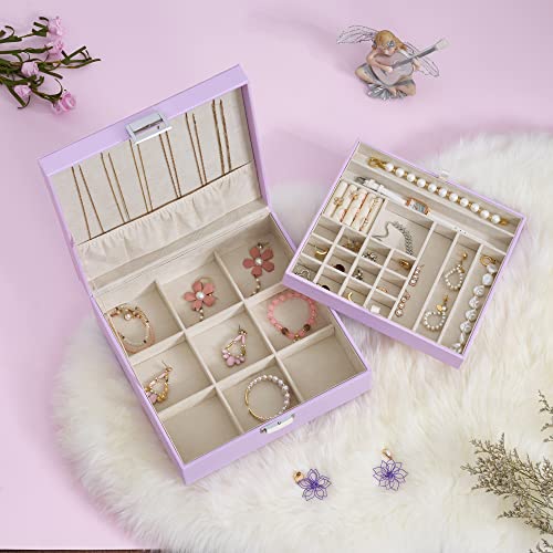 Bewishome Jewelry Box For Girls Women, 35 Compartments Jewelry Organizer Box, 2 Layers Jewelry Boxes Display Storage Case, Girls Jewelry Box For Necklaces, Earrings, Rings, Bracelets Purple Ssh71P #TOP1