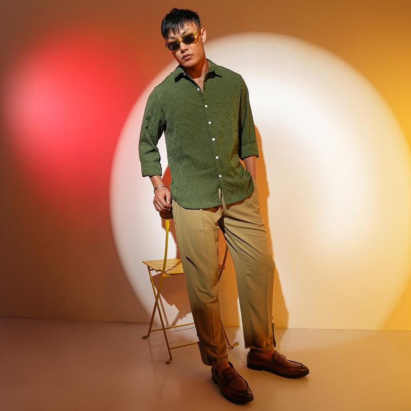Image of CAHOOT Men's Solid Utility Shirt | Casual Wear | Spread Collar | Long Sleeve | Button Closure | Shirt Crafted with Comfort Fit for Everyday Wear