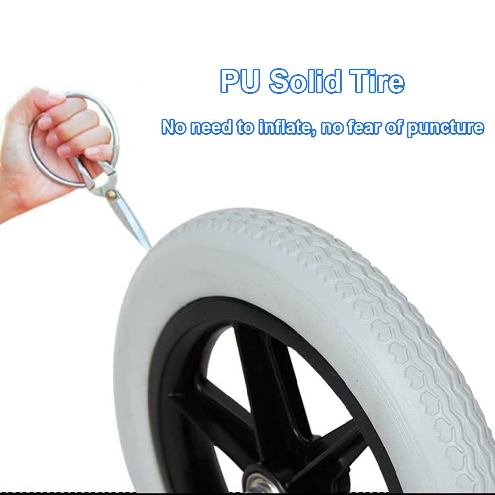Ruedas de Repuesto para Silla de Ruedas de 12 Pulgadas, Ruedas manuales para Silla de Ruedas, Ruedas traseras antipinchazos, Ruedas sólidas, 2 Piezas, Ruedas de Goma Gris con Tornillos