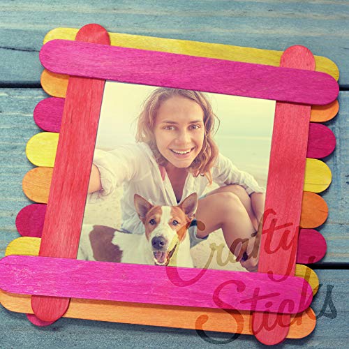 100 Sticks, Jumbo Wood Craft Popsicle Sticks 6 Inch (Multi Color) #TOP3