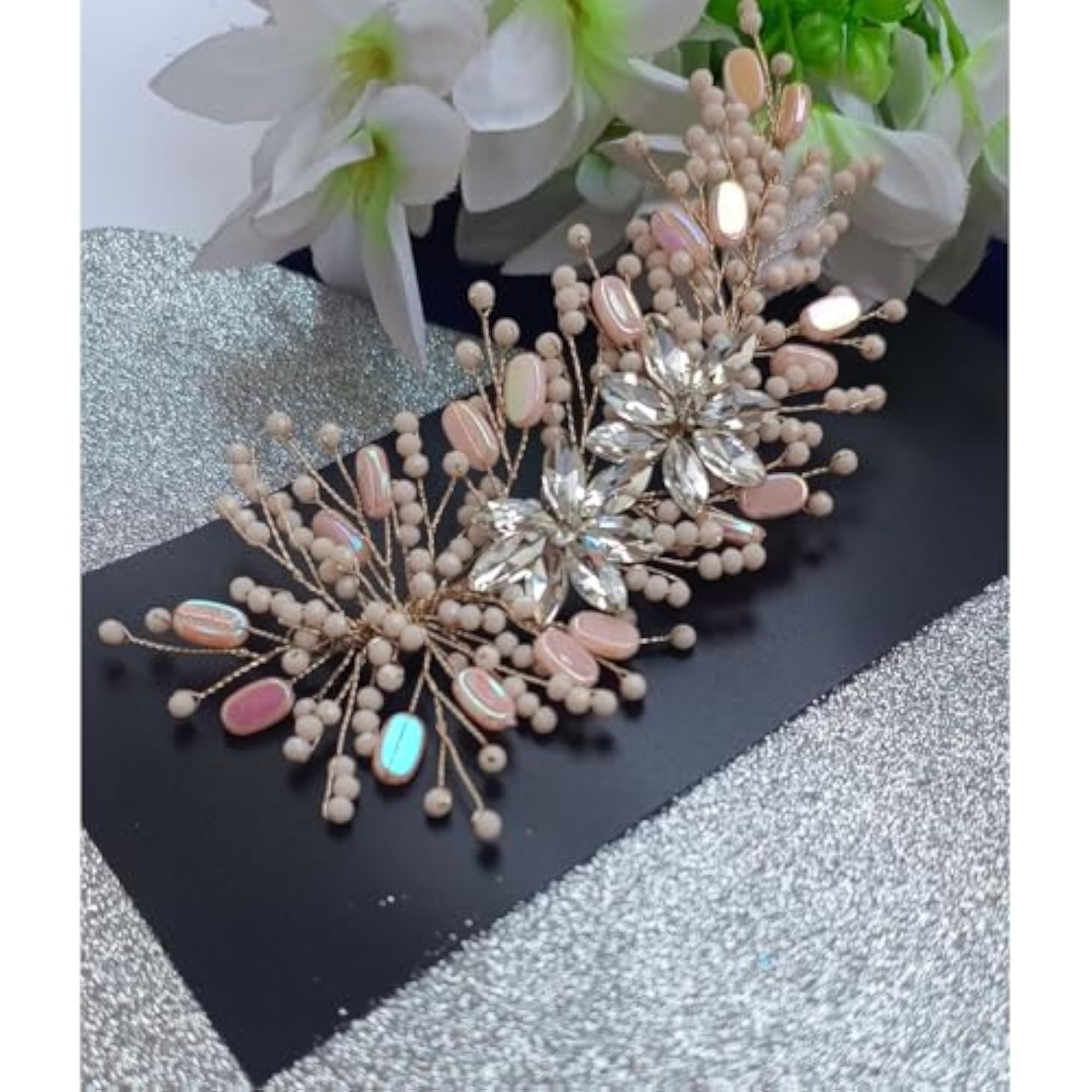 Wedding Hair Pins Handmade Pearl & Crystal Tiara
