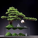 Drzewo symulacyjne, sztuczna biała sosna, duże drzewko bonsai, symulacja, dekoracja ogrodowa, sztuczna roślina doniczkowa, wysokość 40 cm, ornamenty, biuro, salon, dekoracja ręczna