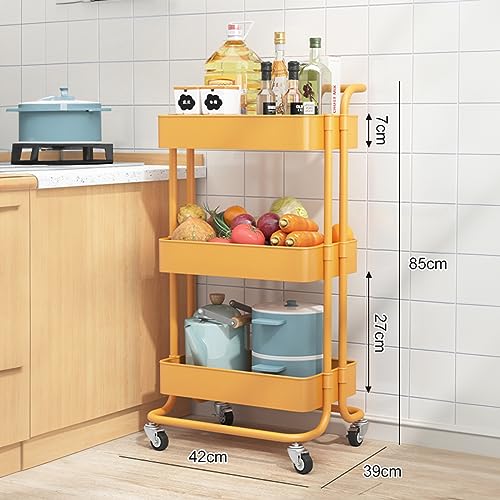 Carrinho Organizador Multiuso 3 Prateleiras Com 4 Rodinhas cor：amarelo