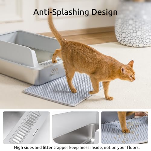 Caja de arena para gatos XL acero inoxidable 2 unidades miniatura 3