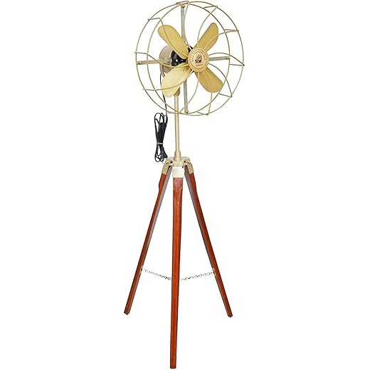 Nautical Antique Pedestal Fan With Wooden Stand (Multicolour) Living Room Decor ~ Gift item