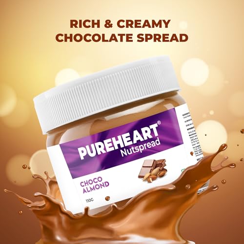 Image of Pureheart Choco Almond Nut Spread (110 gm) Delicious, Smooth and Creamy Snack, Nutty Chocolate Almond Spread for Breakfast