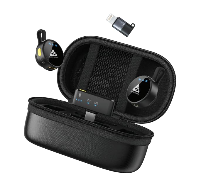 Image of Audio Array Magnetic Wireless Mic with Charging Pouch 2026 Edition 24Bit / 48Khz, iPhone /Android /iPad /Laptop, AI Noise Reduction, 50H Battery, 230ft Range for Recording, Vlogging | AM-W23