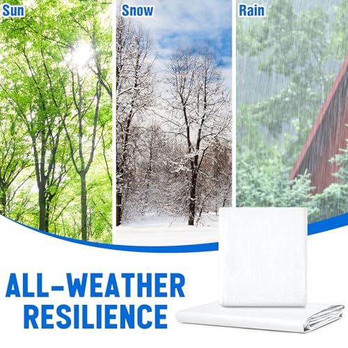 Image of 2 Pack White Tarps 12 x 16 ft, 5.5 Mil Heavy Duty Waterproof Tarp, Multipurpose Shade Tarp for Patio, Swimming Pools, Boats, Camping, Courtyards, Sun Shade & Outdoor Protection Cover