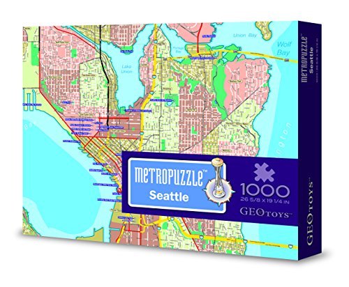 GeoToys — Metropuzzle Seattle — 1000 Piece Puzzles for Adults — Detailed City Map Geography Jigsaw Puzzle — United States City Map Poster Included
