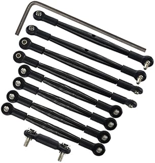 Complete Aluminum Steering Tie Rod & Suspension Pushrod Linkage Set for Traxxas 1/16 Mini E-Revo Summit Upgrades - Black