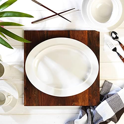 Alessi 1110308 La Bella Tavola Large Porcelain Serving or Antipasti Platter, 36 cm, Off-White | Dishwasher Safe | for Domestic & Commercial Use, Cream, Single