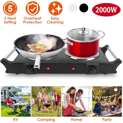 KOCASO 2000W Electric Dual Burner Portable Coil Heating Hot Plate Stove Countertop RV Hotplate with 5 Temperature Adjustments Portable Handles by KOCASO - Used condition - Image 2