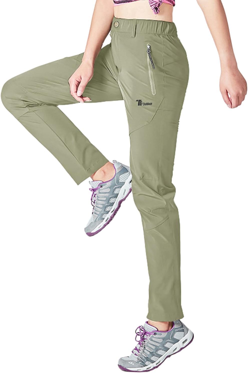 Gopune Women's Hiking Pants Lightweight Quick Dry Water Resistant Elastic Waist Workout Travel Athletic Joggers - Image 2