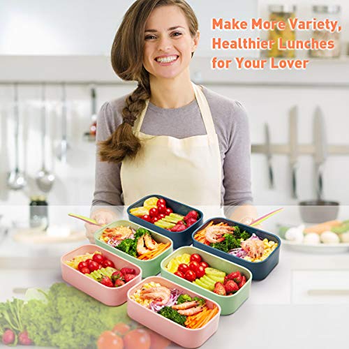 Bento Lunch Box - All-In-One Stackable Japanese Bento Box - Leakproof Eco-Friendly Meal Prep Containers For Men Women, Microwave And Dishwasher Safe,Easy Wash (Blue) #TOP6