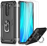 LeYi per Cover Xiaomi Redmi Note 8 Pro Custodia con Vetro Temperato [2 Pack], Grado Militare 360° Magnetica Anello Ring Supporto Case TPU Bumper Silicone Custodie per Xiaomi Redmi Note 8 Pro Nero
