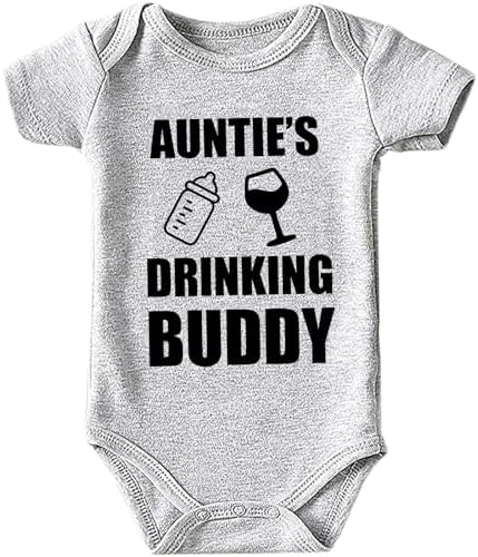 Auntie's Drinking Buddy Baby Girls Boys Bodysuit Newborn onesie Short Sleeve Infant Romper 0-24 Months image 4