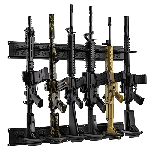 Nonkky Gun Rack, 6 Slots Adjustable Gun Wall Mount, Heavy Duty Steel Gun Racks Holds Up To 150 Lbs, Wall Mount Gun Rack Display Stand With Soft Padding #TOP2