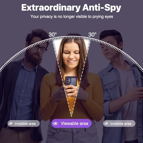 CENHUFO Magnetic Privacy for Samsung Galaxy S24 Case, Full Body Phone Case with Built-in Privacy Screen Protector and Camera Lens Protector, Anti Peep Shockproof Bumper Clear Protective Cover -Purple by CENHUFO - Used condition - Image 2