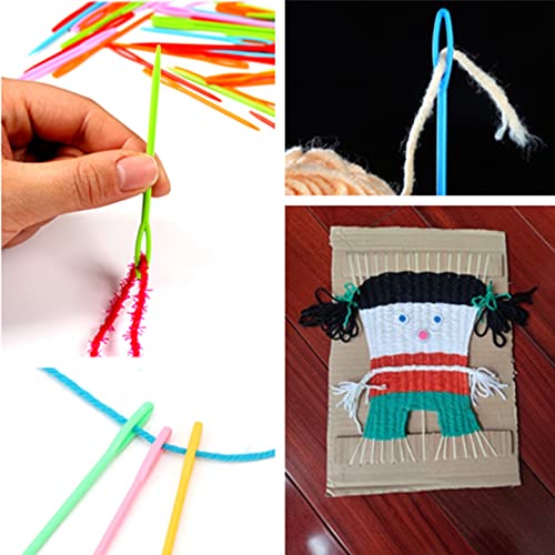 300 Pieces Plastic Sewing Needles With Big Eye Safety Plastic Lacing Needles 3.54 Inch Craft Learning Needles For Kids Crochet Darning Sewing Handmade Crafts(Random Color) #TOP4