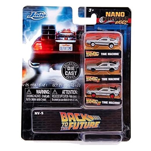 jada nano hollywood rider 3 bil set tillbaka till framtiden tid maskin set DMC Delorean del 1, 2 & 3 fordon 1:64 skala formgjuten modell