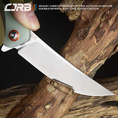 Image of CJRB Gobi Folding Pocket Knife with 3.5'' AR-RPM9 Steel Blade, Tactical Knife with G10 Handle for EDC Outdoor Survival Camping Hunting (J1906 Natural Green)
