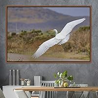 Framed Canvas Wall Art Soaring Bird Aerial Beach Birds Cool Multicolor Photography Realism Relax/Calm Single - 16x24 inches