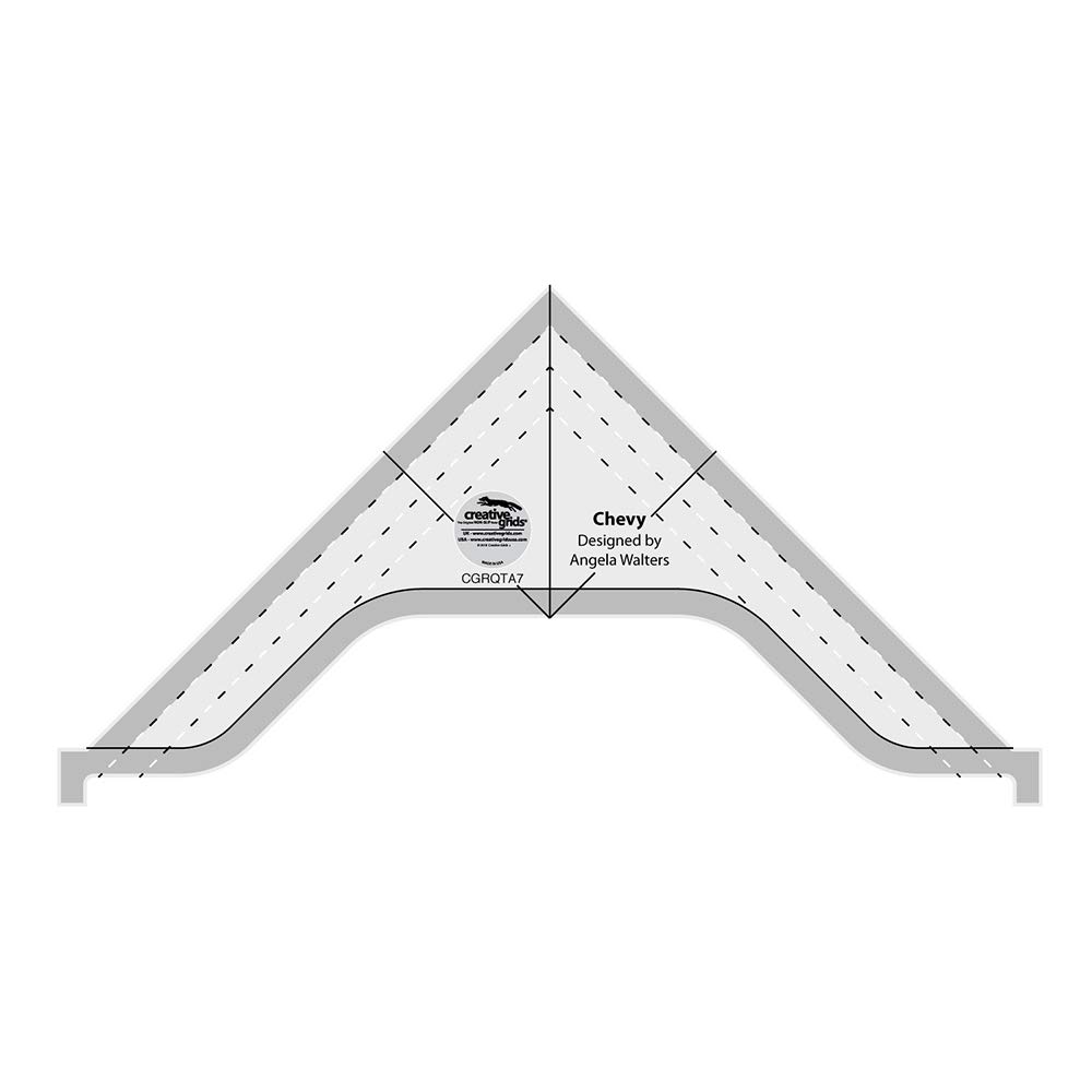 Creative Grids Machine Quilting Tool Chevy – CGRQTA7 – Made in USA, Non-Slip Grip Acrylic Quilting & Sewing Template Ruler for Free-Motion Quilt Patchwork Design on Domestic Sewing & Longarm Machines
