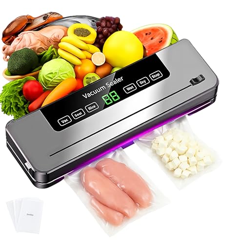 AREXA Vacuum Sealer Machine with 6-in-1 function, built-in cutter, 50 vacuum bags, dry/moist sealing - great for leftovers, meal prep, and bulk storage آلة فراغ السدادة
