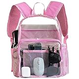 BAJNOKOU Klarer Rucksack Heavy Duty PVC Durchsichtig Transparente Rucksäcke Stadion Genehmigt für Sportstätten Schule, Pink, 39.62 cm, Daypack Rucksäcke