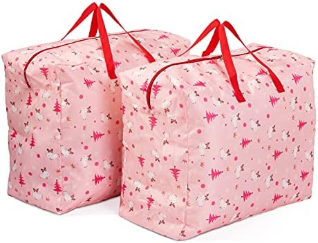 THE TWIDDLERS 2 Large Christmas Storage Bags, 55x46x27.5cm - Heavy Duty Premium 210D Polyester - Ideal for Xmas Trees Ornaments, Baubles & Decorations.