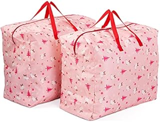 THE TWIDDLERS 2 Large Christmas Storage Bags, 55x46x27.5cm - Heavy Duty Premium 210D Polyester - Ideal for Xmas Trees Ornaments, Baubles & Decorations.